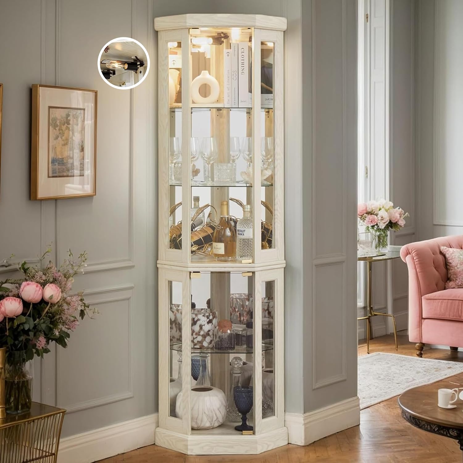 B&J Florist Supply Nyc - Corner Curio Cabinet, 70