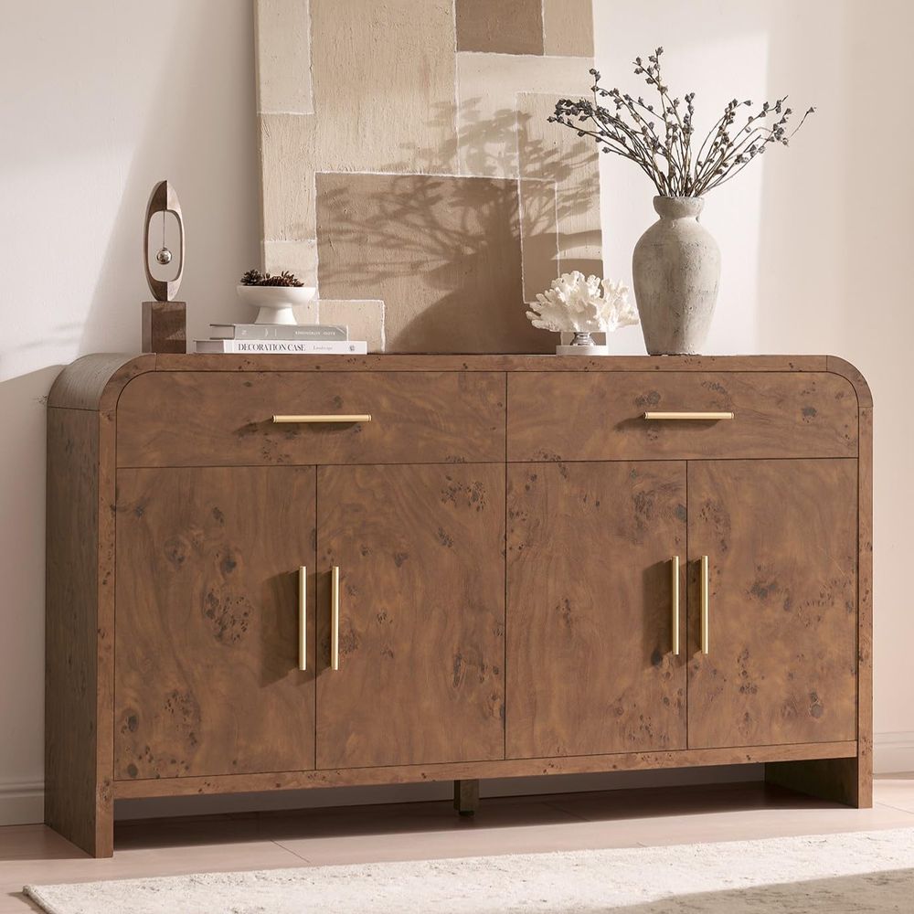 B&J Florist Supply Nyc - Sideboard Buffet Cabinet with Storage, Curved