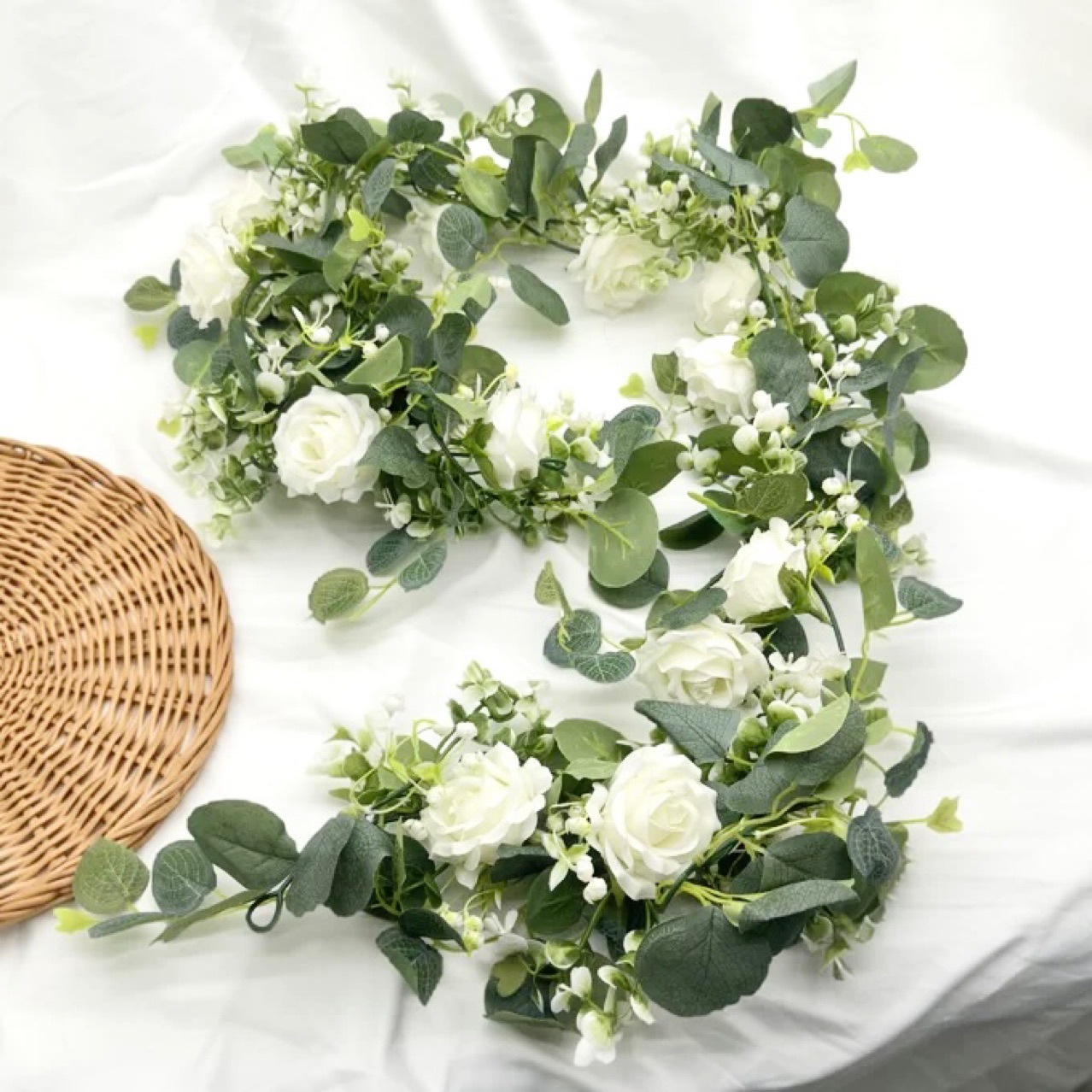 1pc Artificial White Rose Flow - Eucalyptus Preserved recensie en prijs